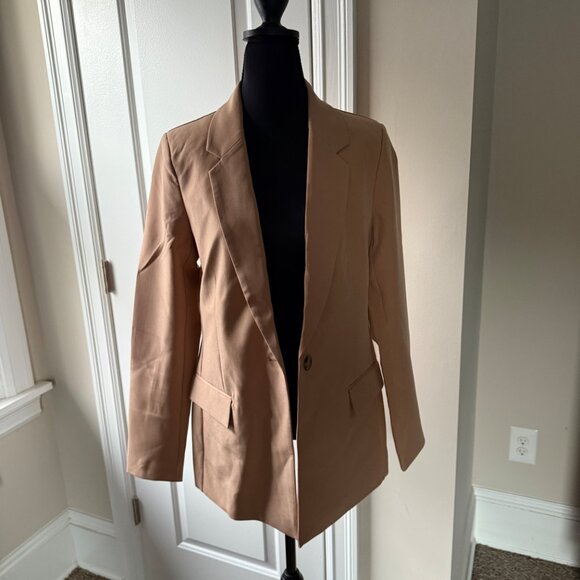 NWT The Drop Oversized Women's Blake Tan Cream Praline Long Blazer Small - Picture 4 of 10